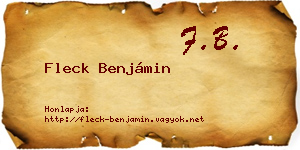 Fleck Benjámin névjegykártya